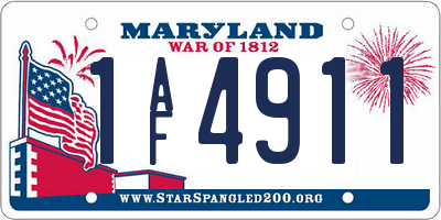 MD license plate 1AF4911