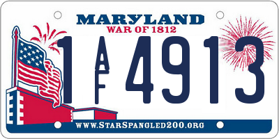 MD license plate 1AF4913
