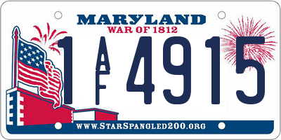 MD license plate 1AF4915