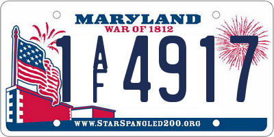 MD license plate 1AF4917