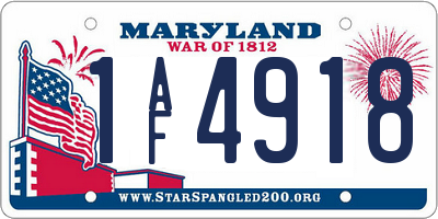 MD license plate 1AF4918