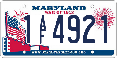 MD license plate 1AF4921