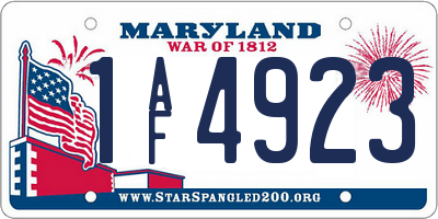 MD license plate 1AF4923