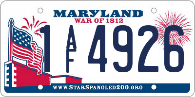 MD license plate 1AF4926