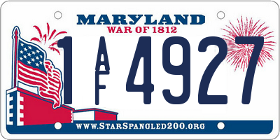 MD license plate 1AF4927