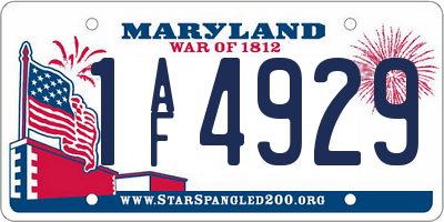 MD license plate 1AF4929