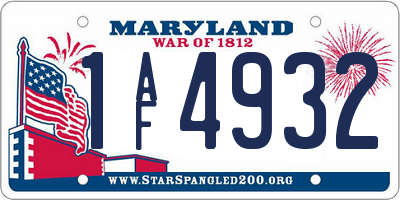 MD license plate 1AF4932