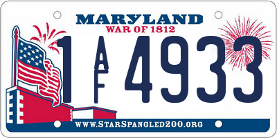 MD license plate 1AF4933
