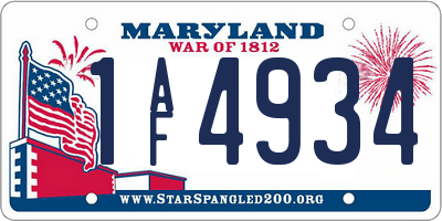 MD license plate 1AF4934