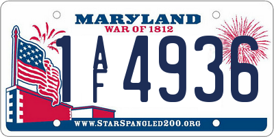 MD license plate 1AF4936