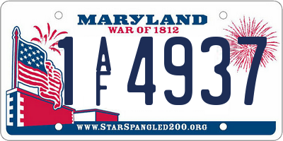 MD license plate 1AF4937