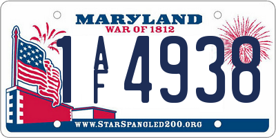 MD license plate 1AF4938