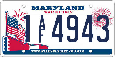 MD license plate 1AF4943