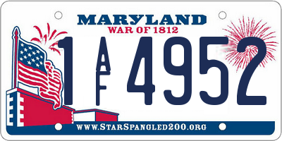 MD license plate 1AF4952