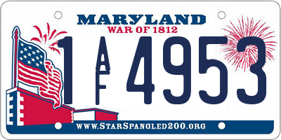 MD license plate 1AF4953