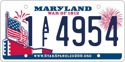 MD license plate 1AF4954