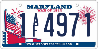 MD license plate 1AF4971