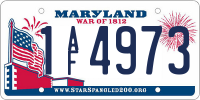 MD license plate 1AF4973