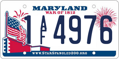MD license plate 1AF4976