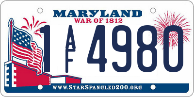 MD license plate 1AF4980