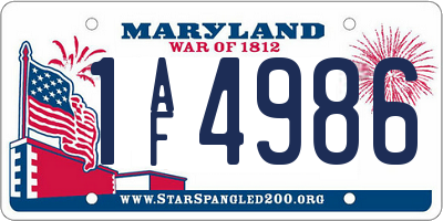 MD license plate 1AF4986