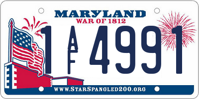 MD license plate 1AF4991
