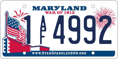 MD license plate 1AF4992