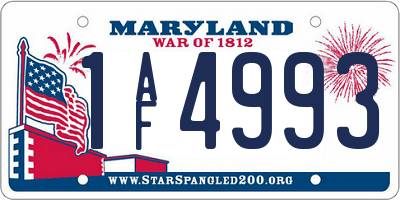 MD license plate 1AF4993