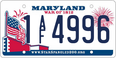 MD license plate 1AF4996