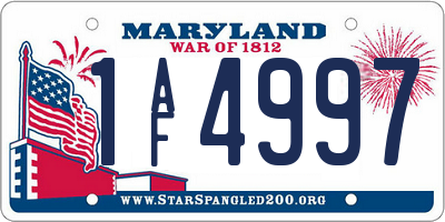 MD license plate 1AF4997
