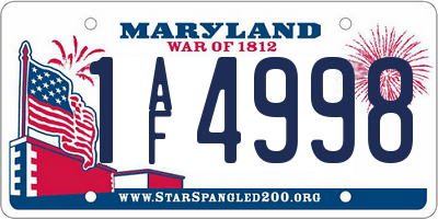 MD license plate 1AF4998