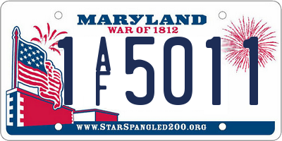 MD license plate 1AF5011
