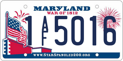 MD license plate 1AF5016
