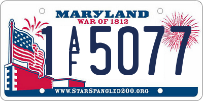 MD license plate 1AF5077