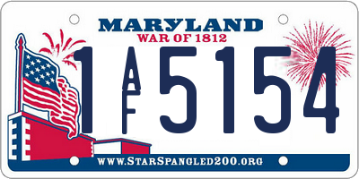 MD license plate 1AF5154