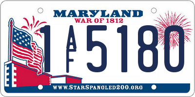 MD license plate 1AF5180