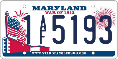 MD license plate 1AF5193