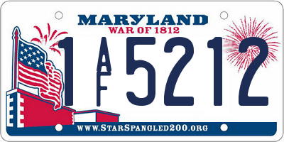 MD license plate 1AF5212