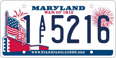 MD license plate 1AF5216