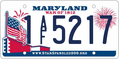 MD license plate 1AF5217