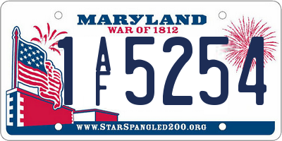MD license plate 1AF5254