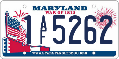 MD license plate 1AF5262