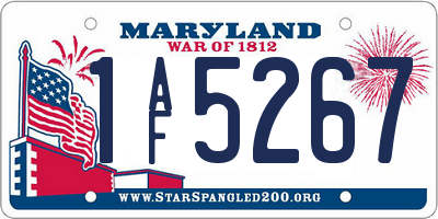 MD license plate 1AF5267