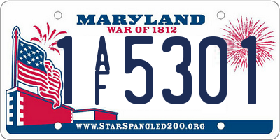 MD license plate 1AF5301