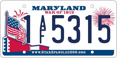 MD license plate 1AF5315