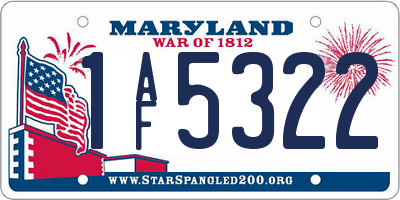 MD license plate 1AF5322