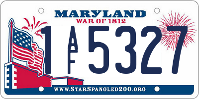 MD license plate 1AF5327