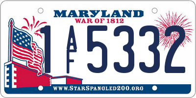 MD license plate 1AF5332