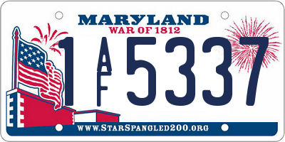 MD license plate 1AF5337
