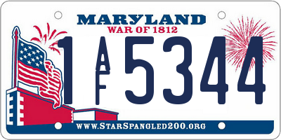 MD license plate 1AF5344